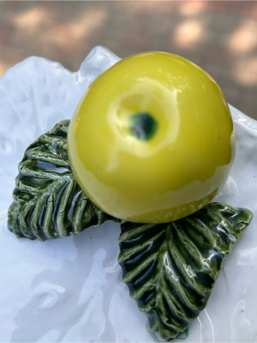 1970s Majolica Apple Leaf Decorative Plate From Portugal